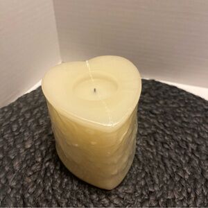Heart-Shaped Cream Candle battery operated with carved roses
